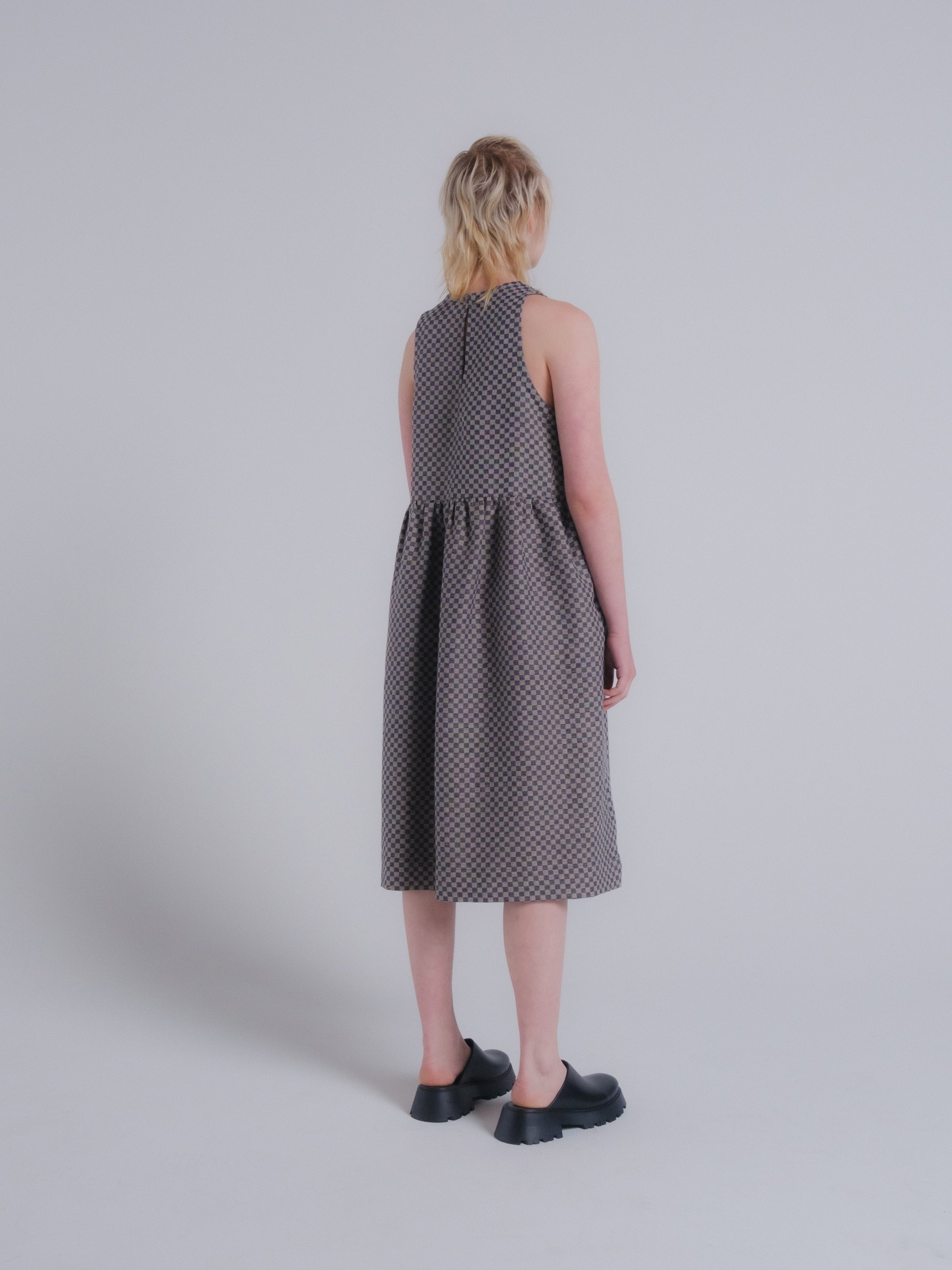 Mercato Dress in Checkerboard Linen
