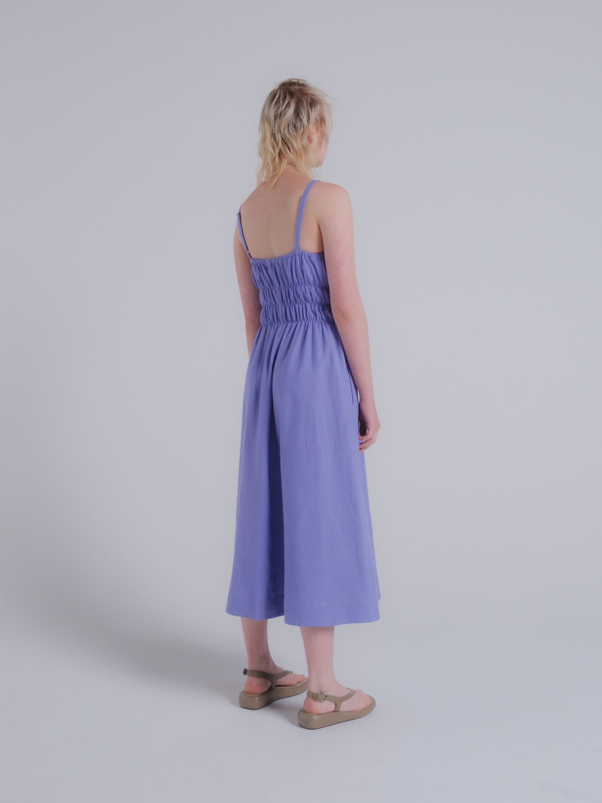 Verano Dress in Wisteria Linen