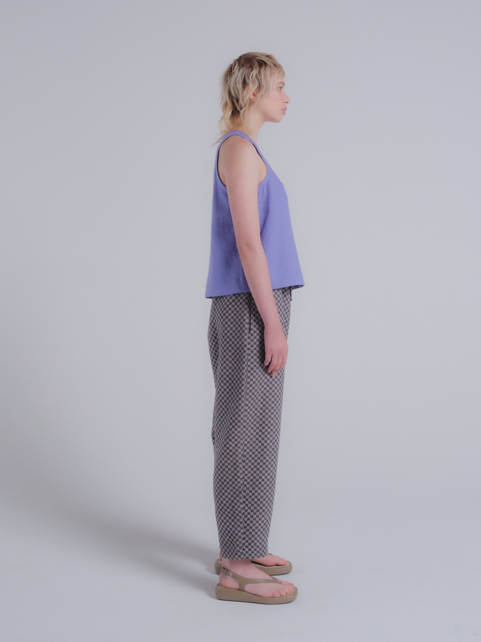 Clio Tank in Wisteria Linen