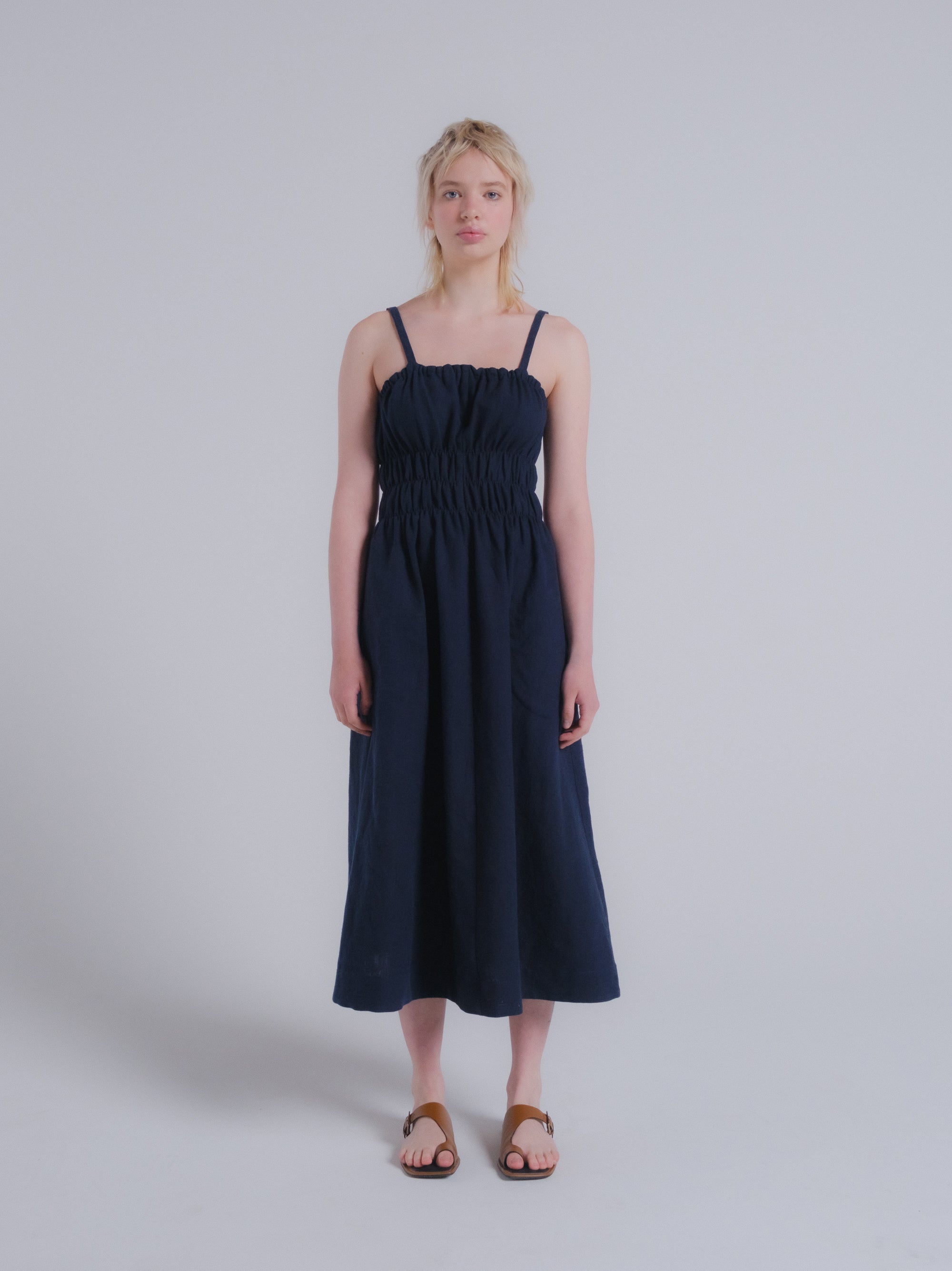 Verano Dress in Dark Indigo Linen