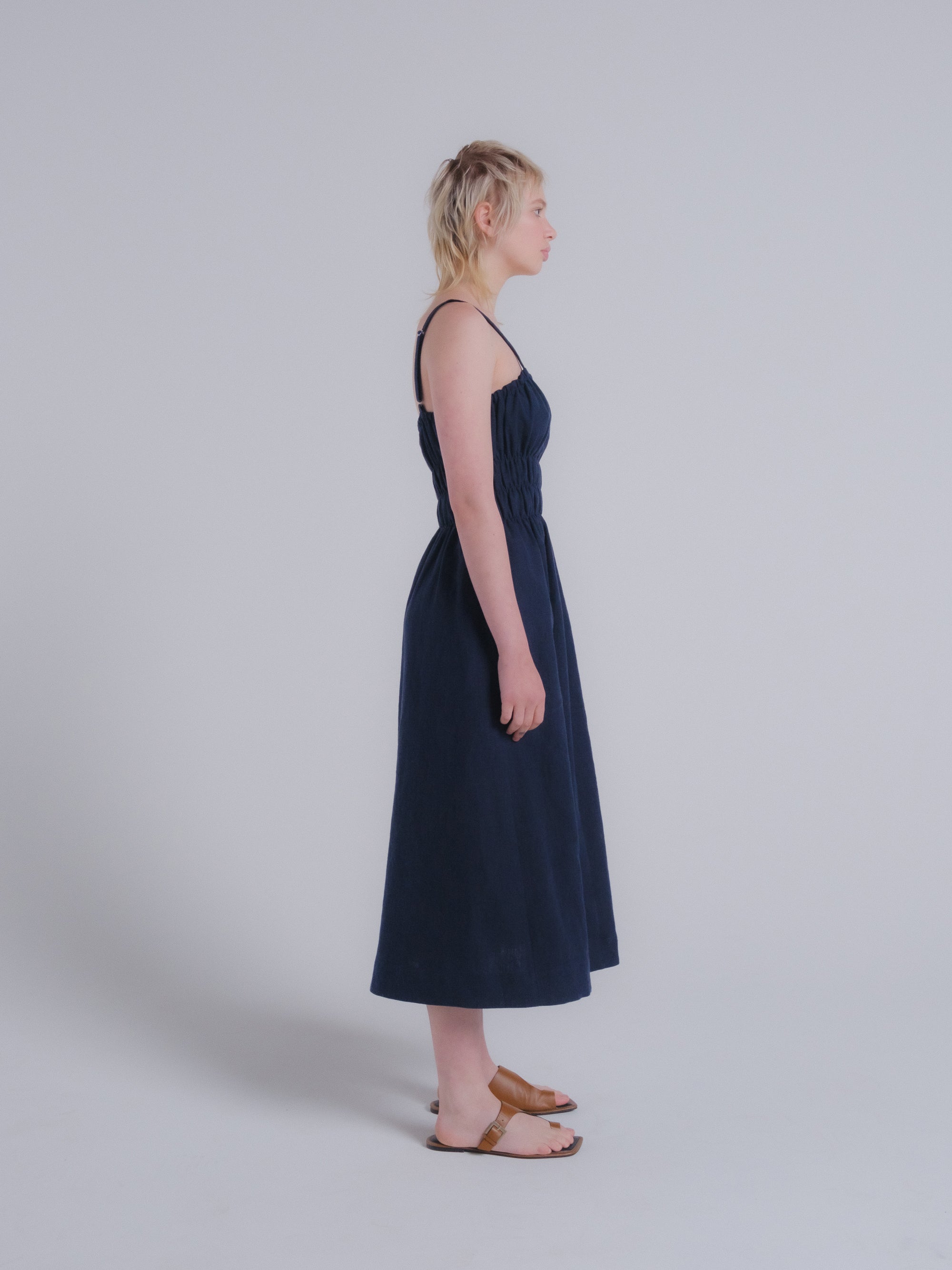 Verano Dress in Dark Indigo Linen