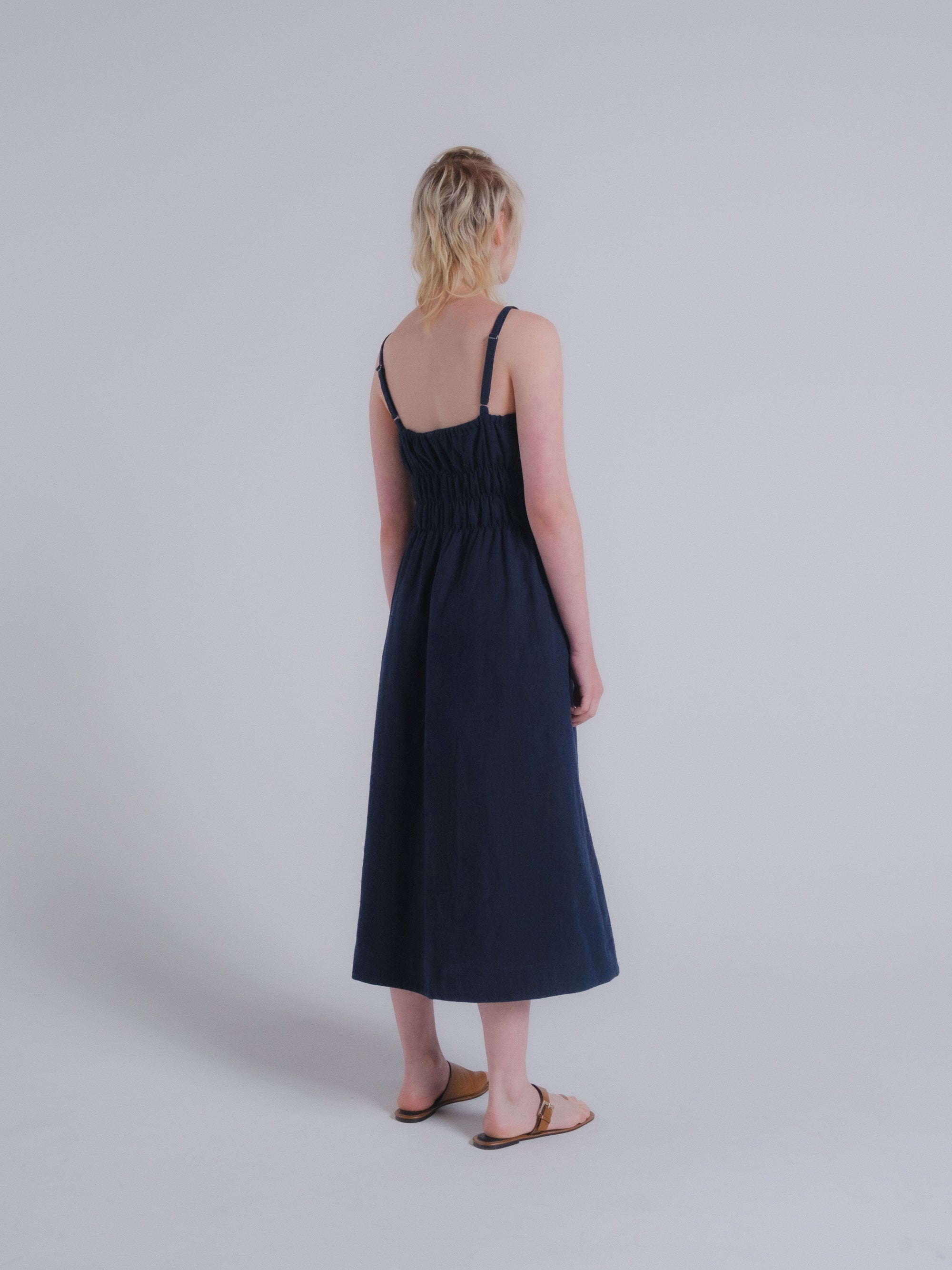 Verano Dress in Dark Indigo Linen
