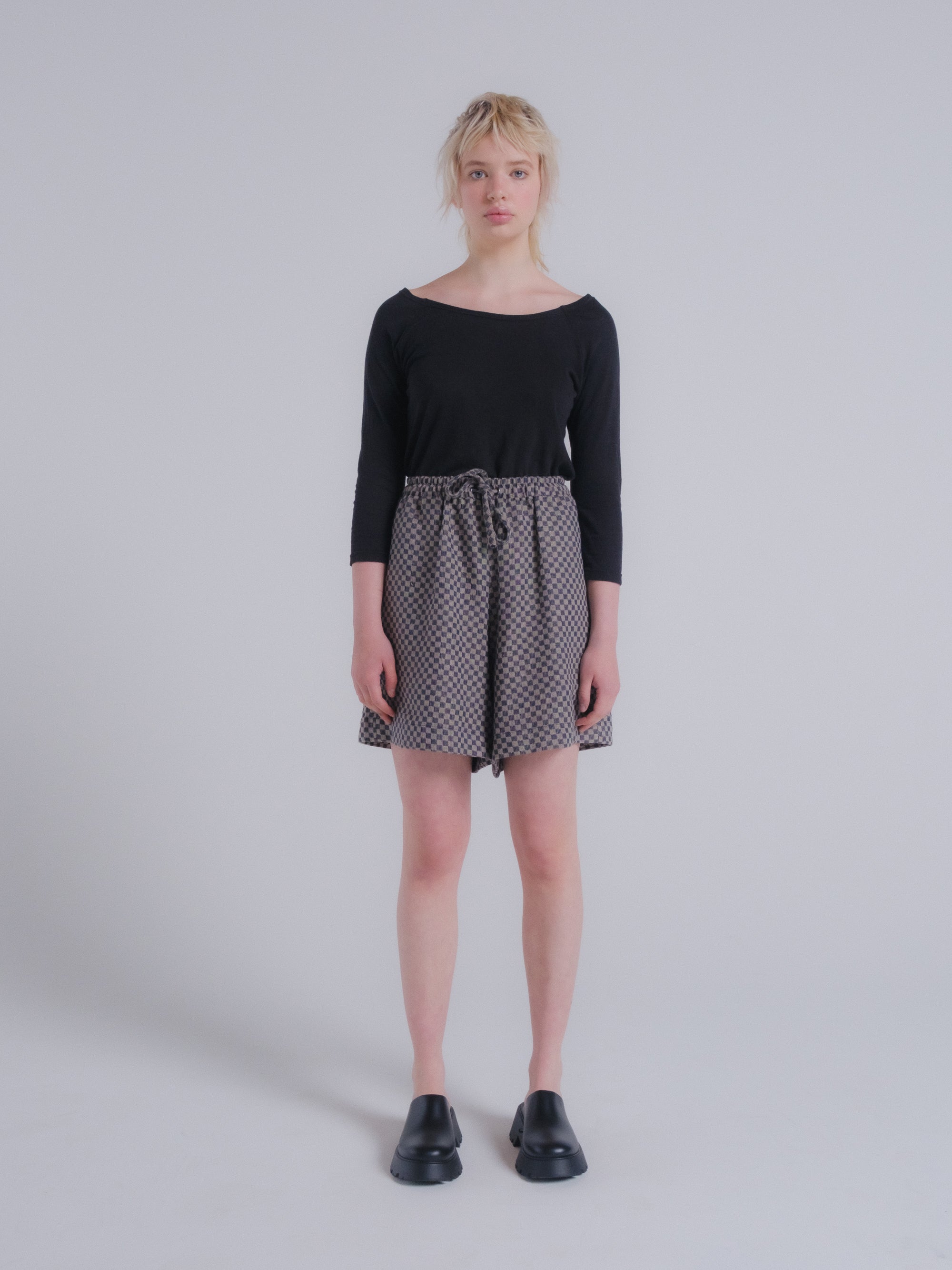 Marlo Short in Checkerboard Linen