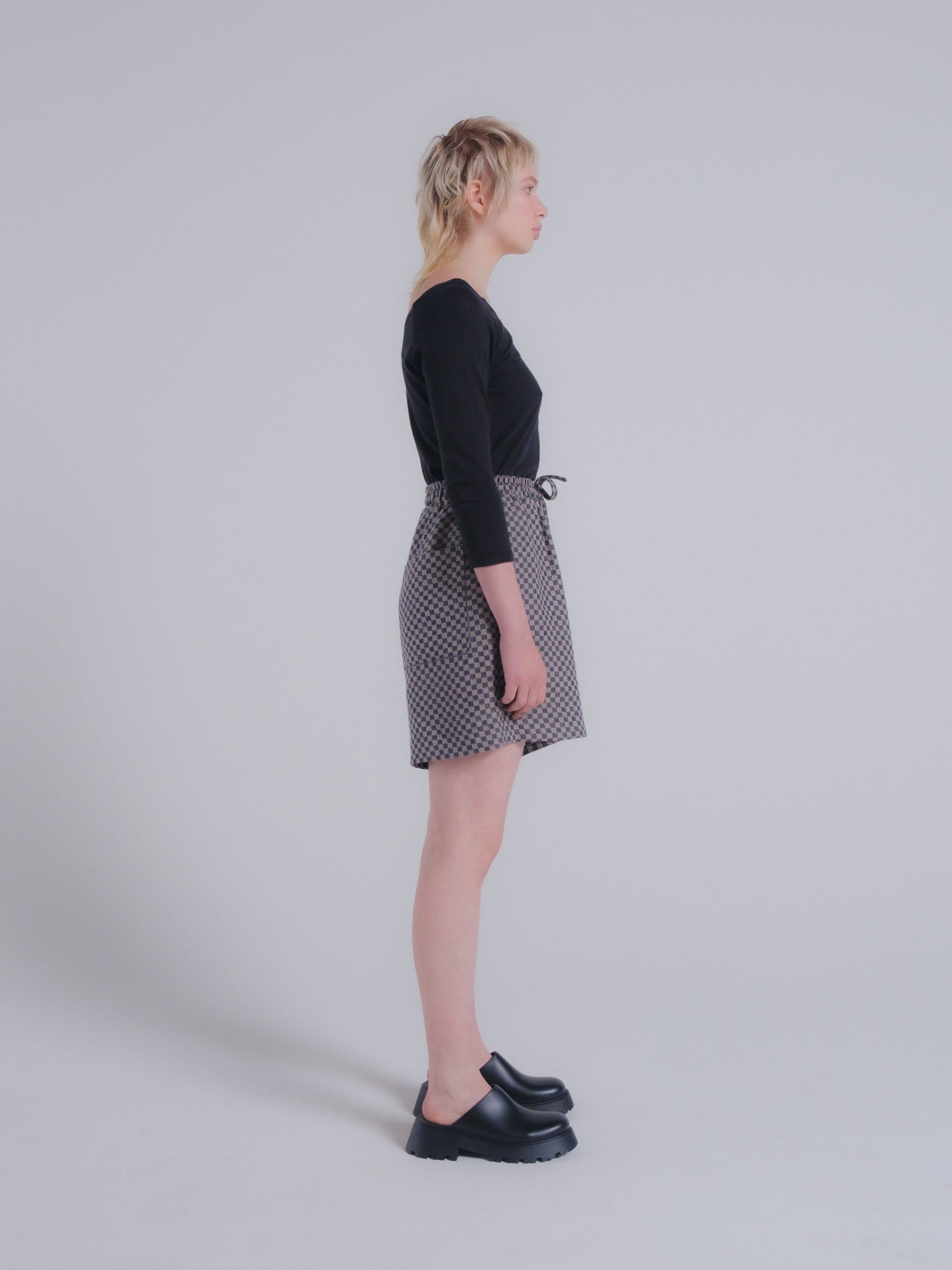 Marlo Short in Checkerboard Linen