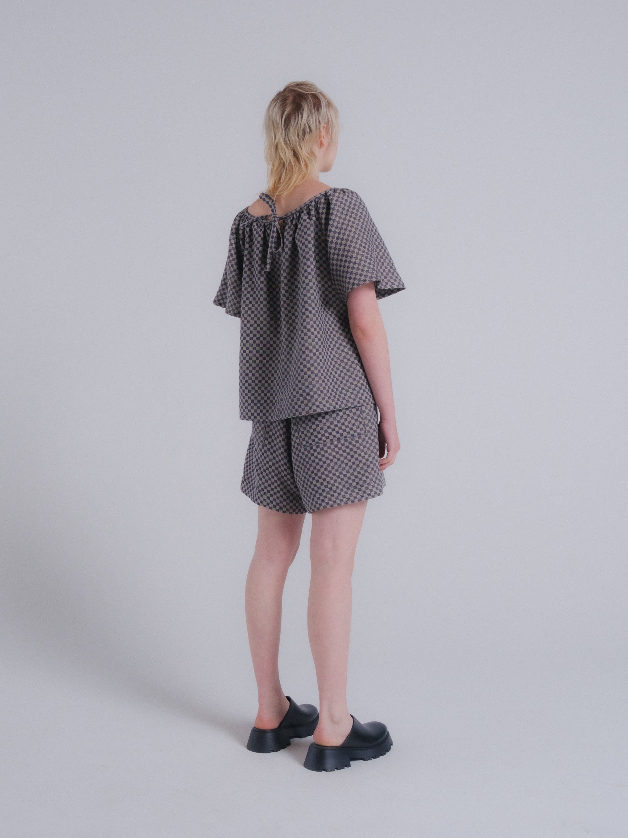 Prisca Top in Checkerboard Linen