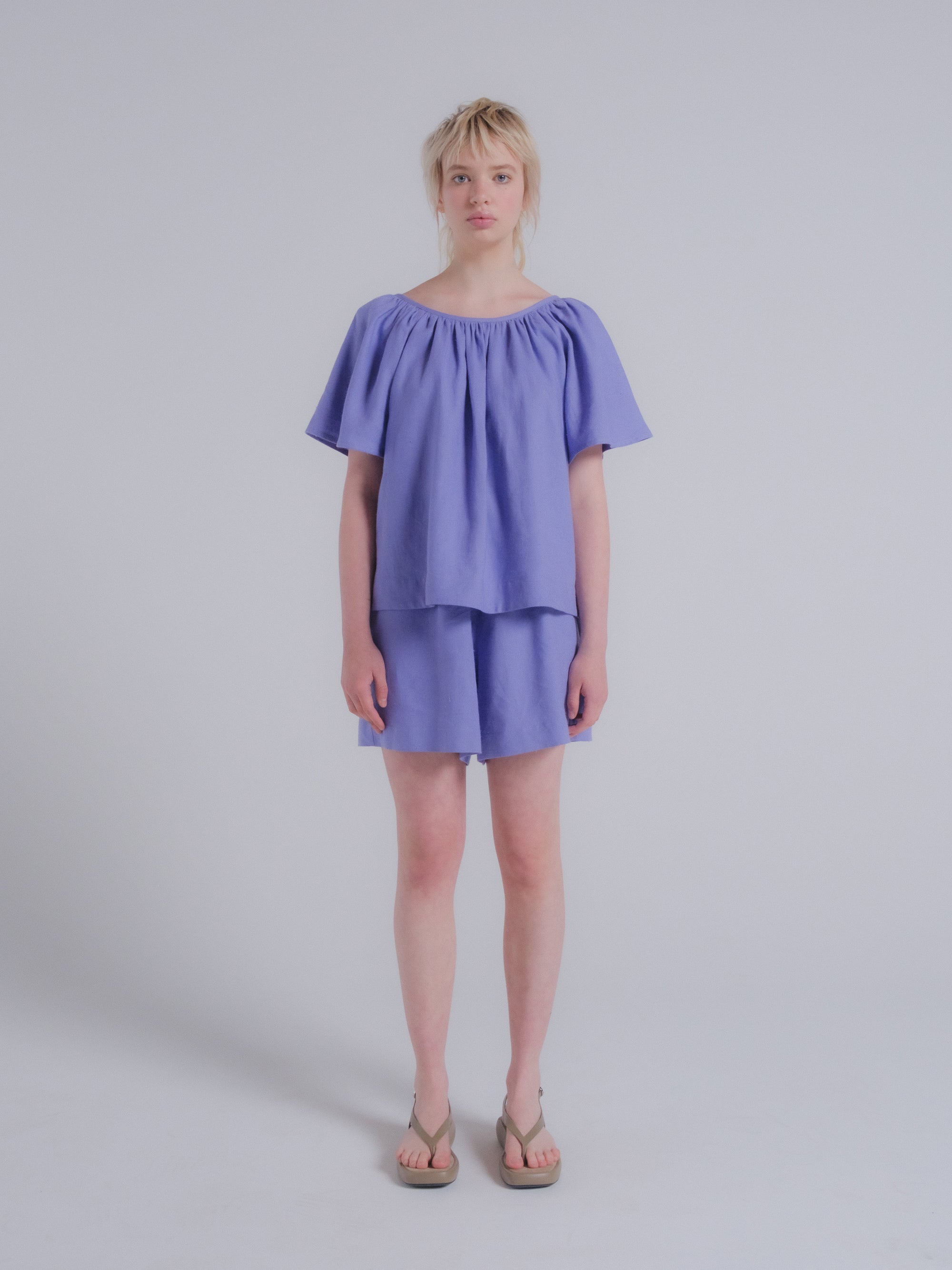 Prisca Top in Wisteria Linen