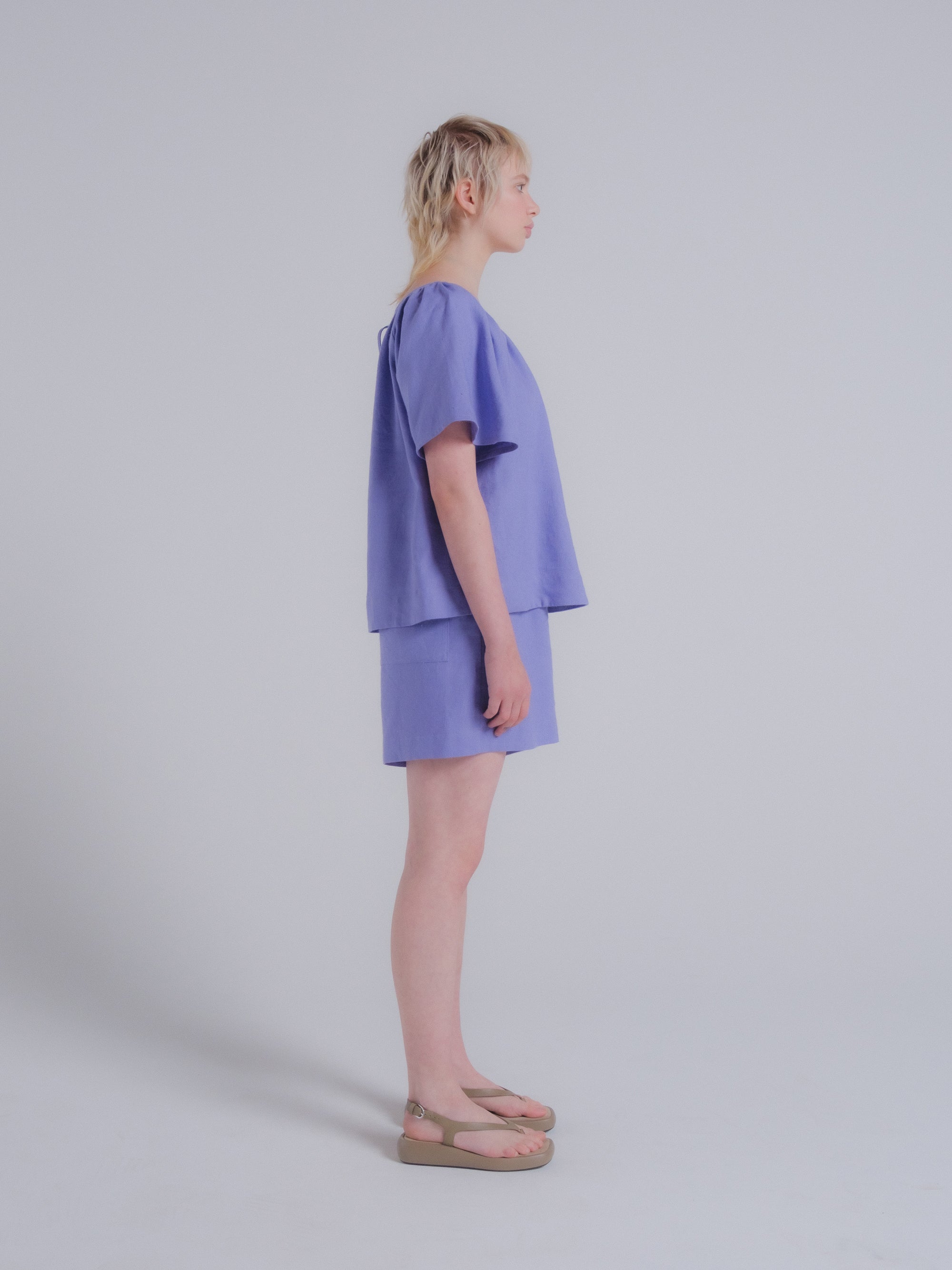 Prisca Top in Wisteria Linen