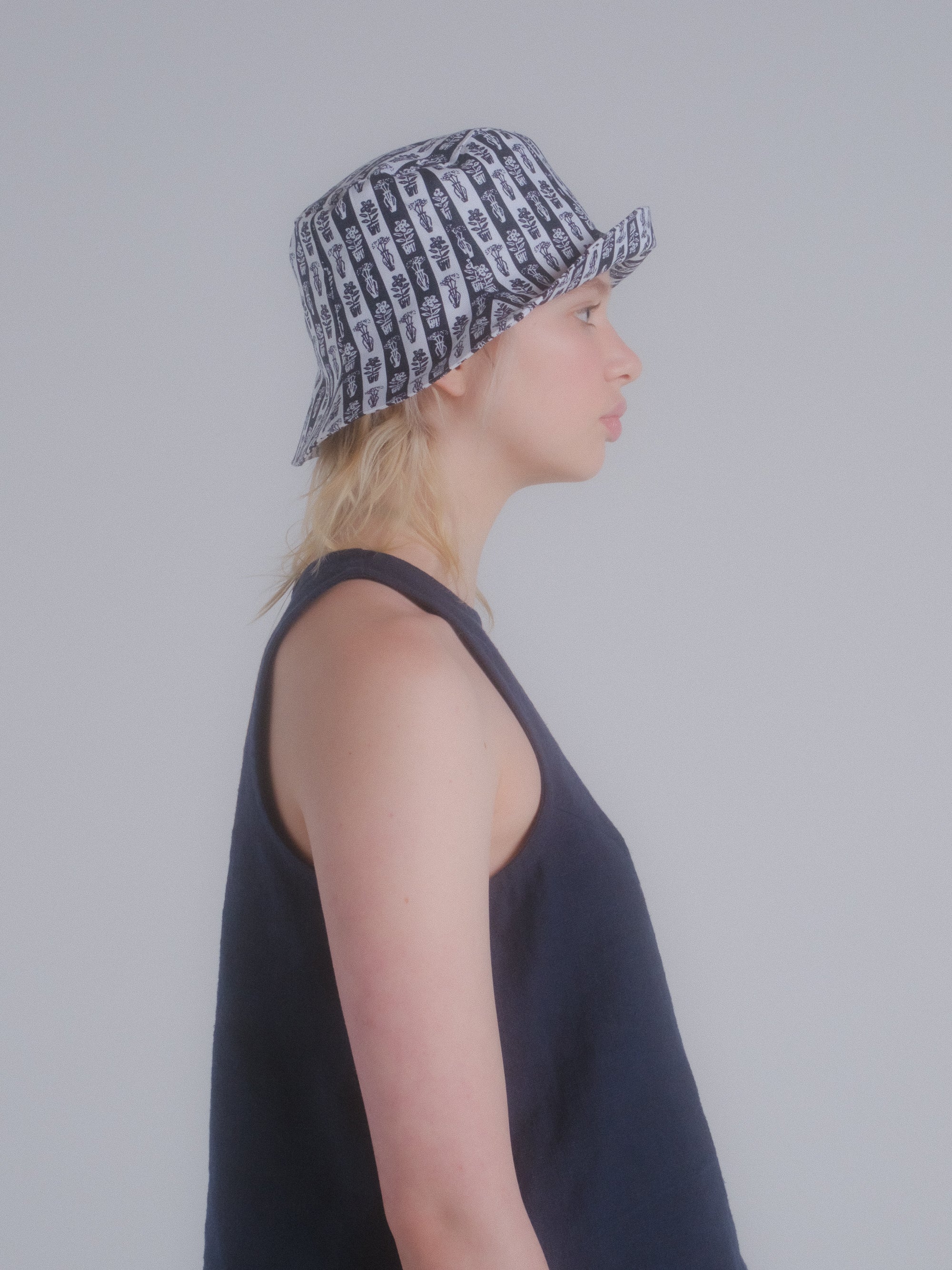 Tulip Hat in Plant Stripe