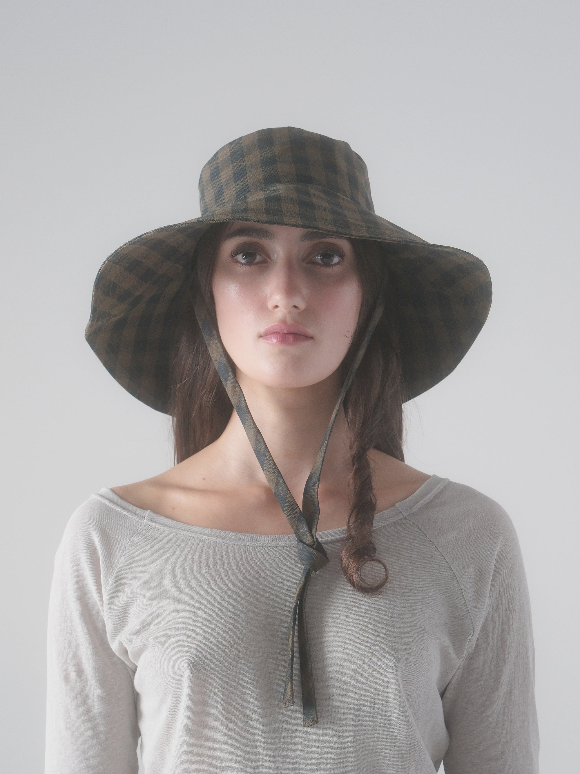 Garden Hat in Brown Gingham