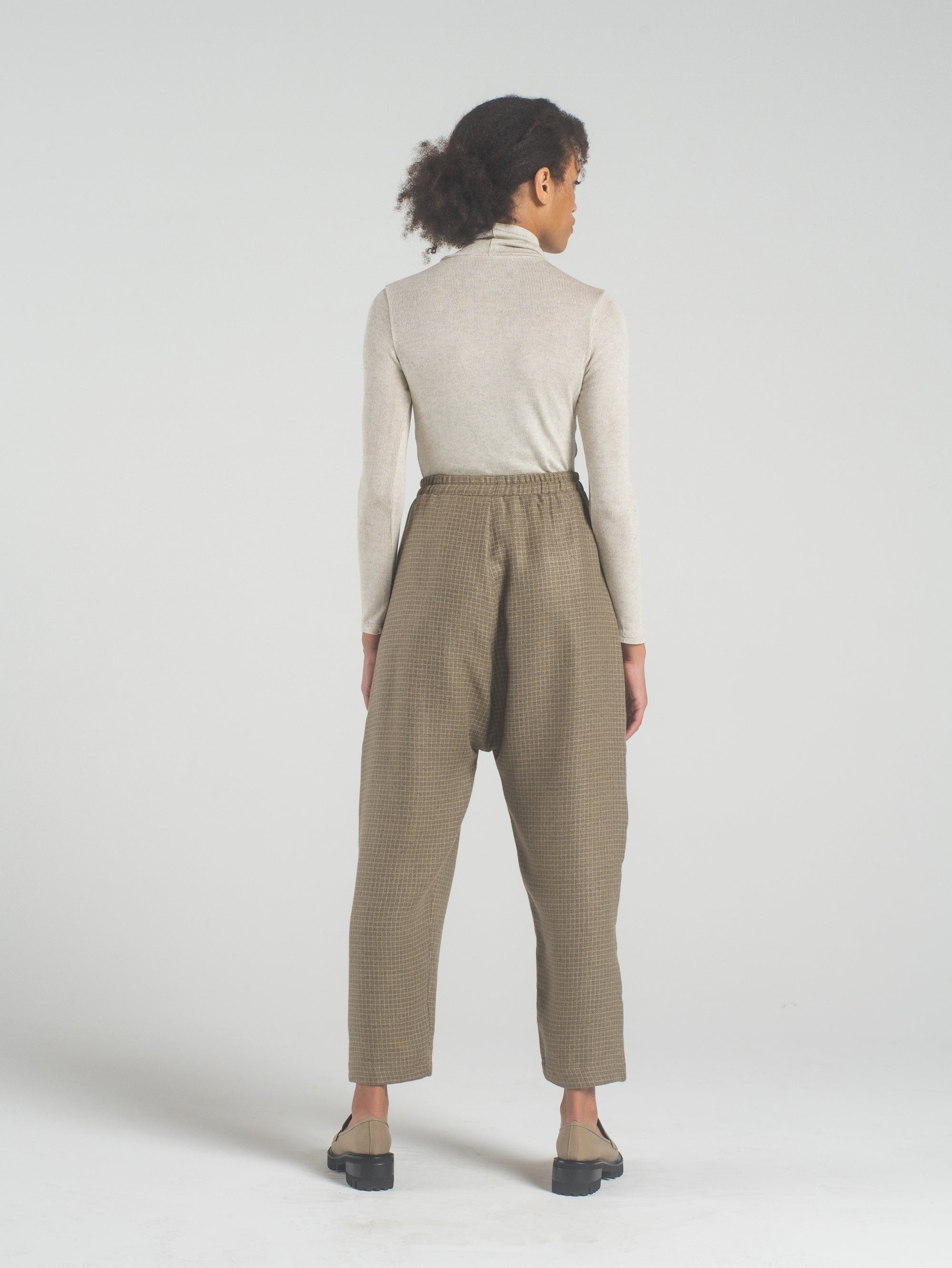 SAMPLE SALE - Nuria Pant in Camel Check - SMALL / STANDARD