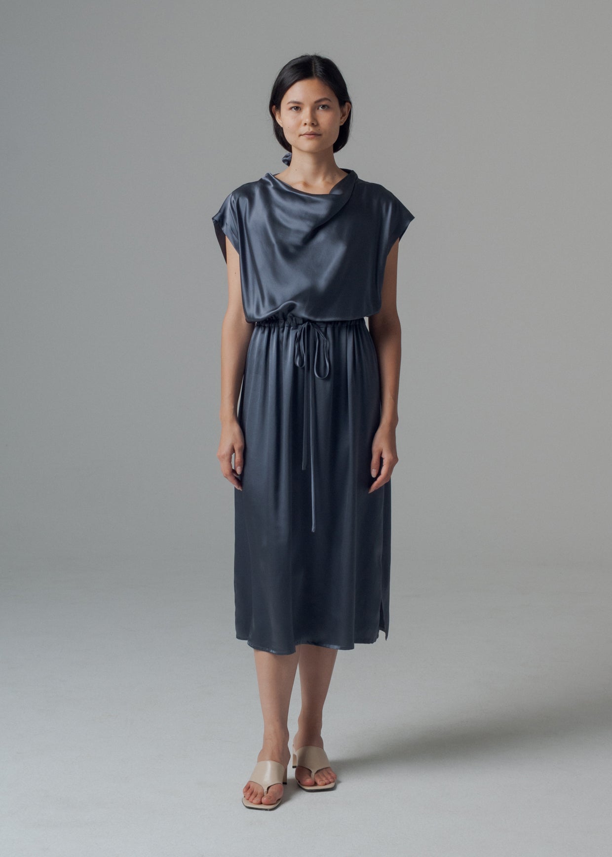 SAMPLE SALE - Astrid Dress in Graphite Silk - SMALL/MEDIUM