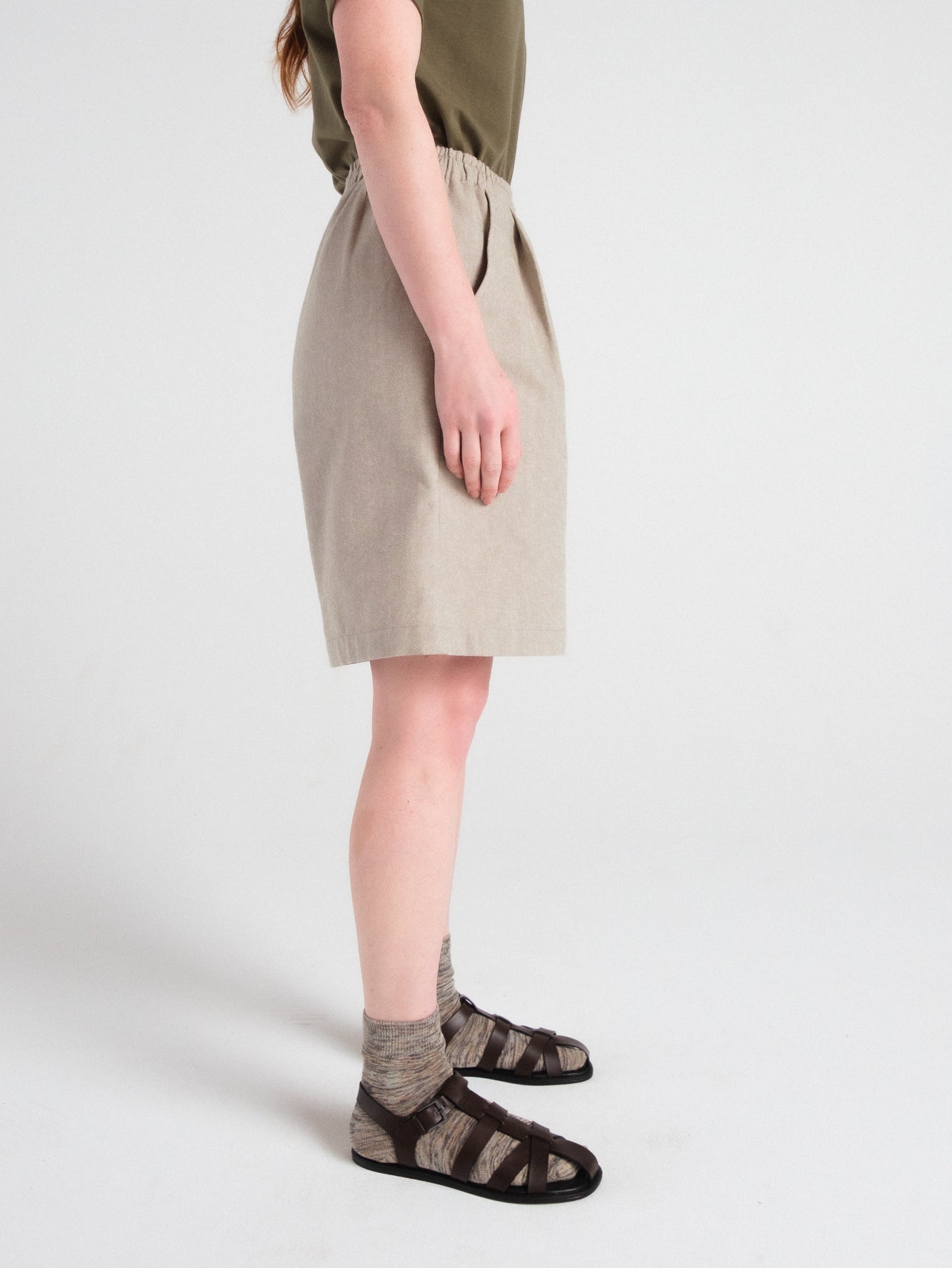 Roz Trouser Shorts in Sagebrush Denim