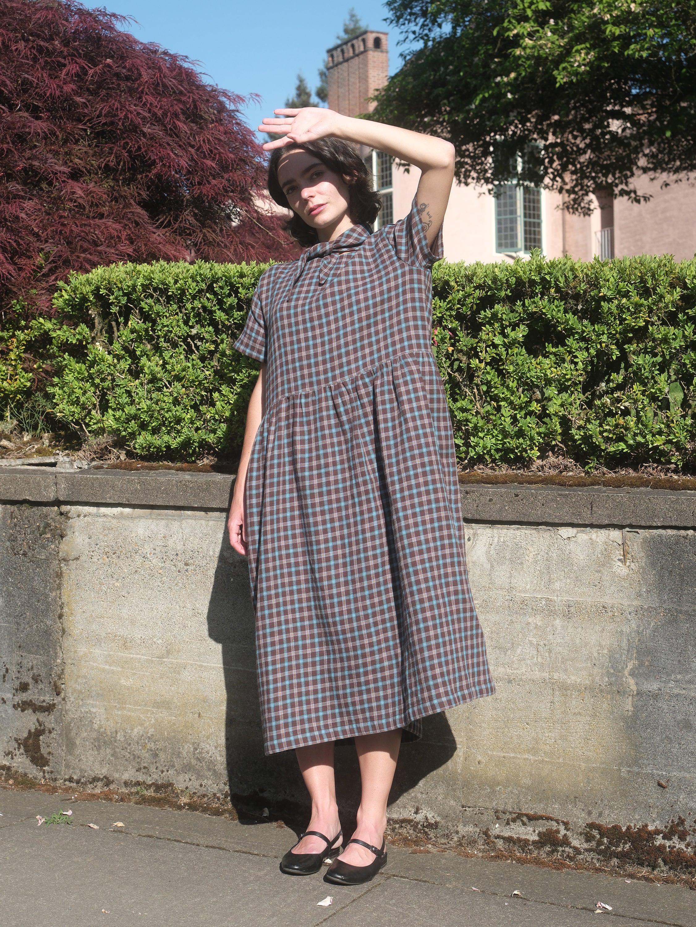Percy Dress in Coffee Plaid