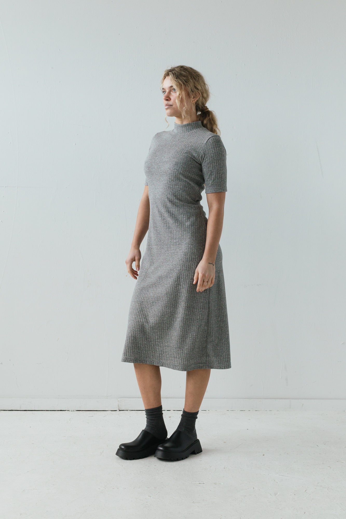 SAMPLE SALE - Mika Dress in Heather Gray Rib