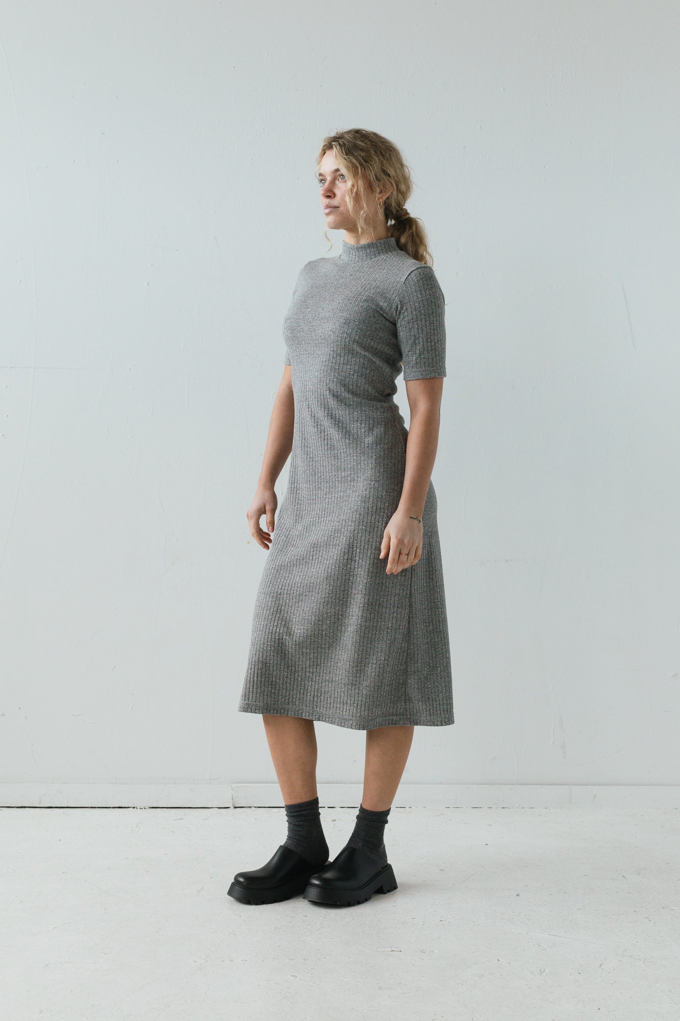 Mika Dress in Heather Gray Rib