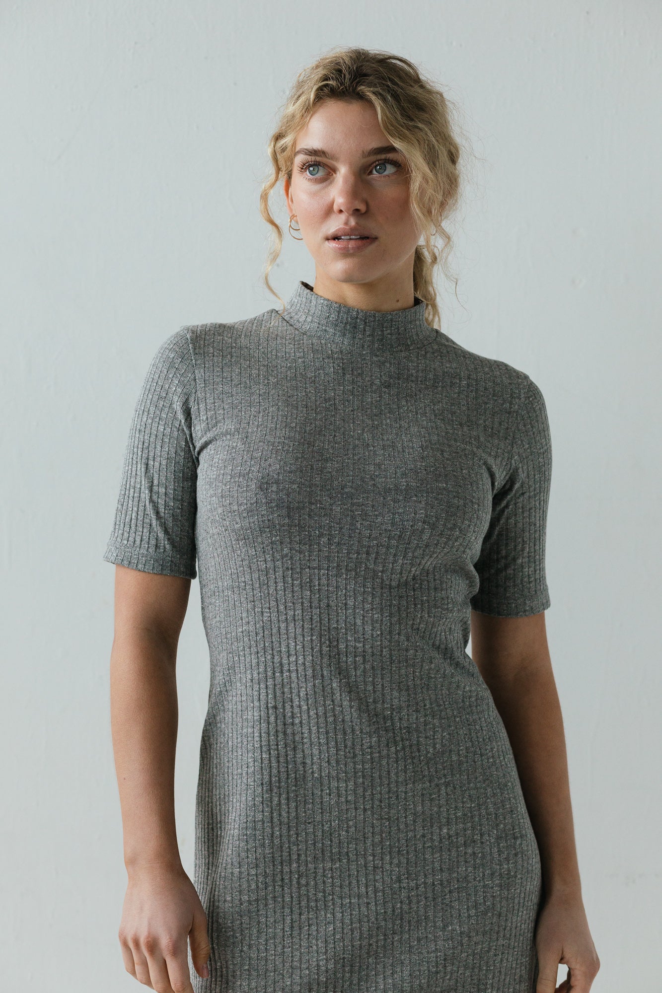 Mika Dress in Heather Gray Rib