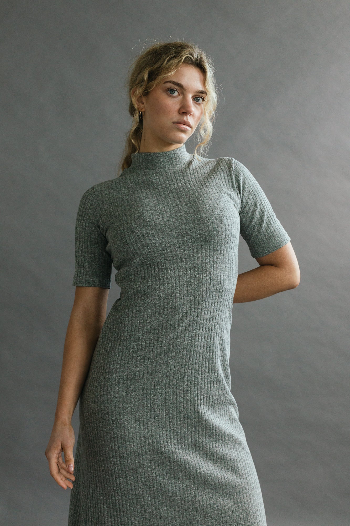 Mika Dress in Heather Gray Rib