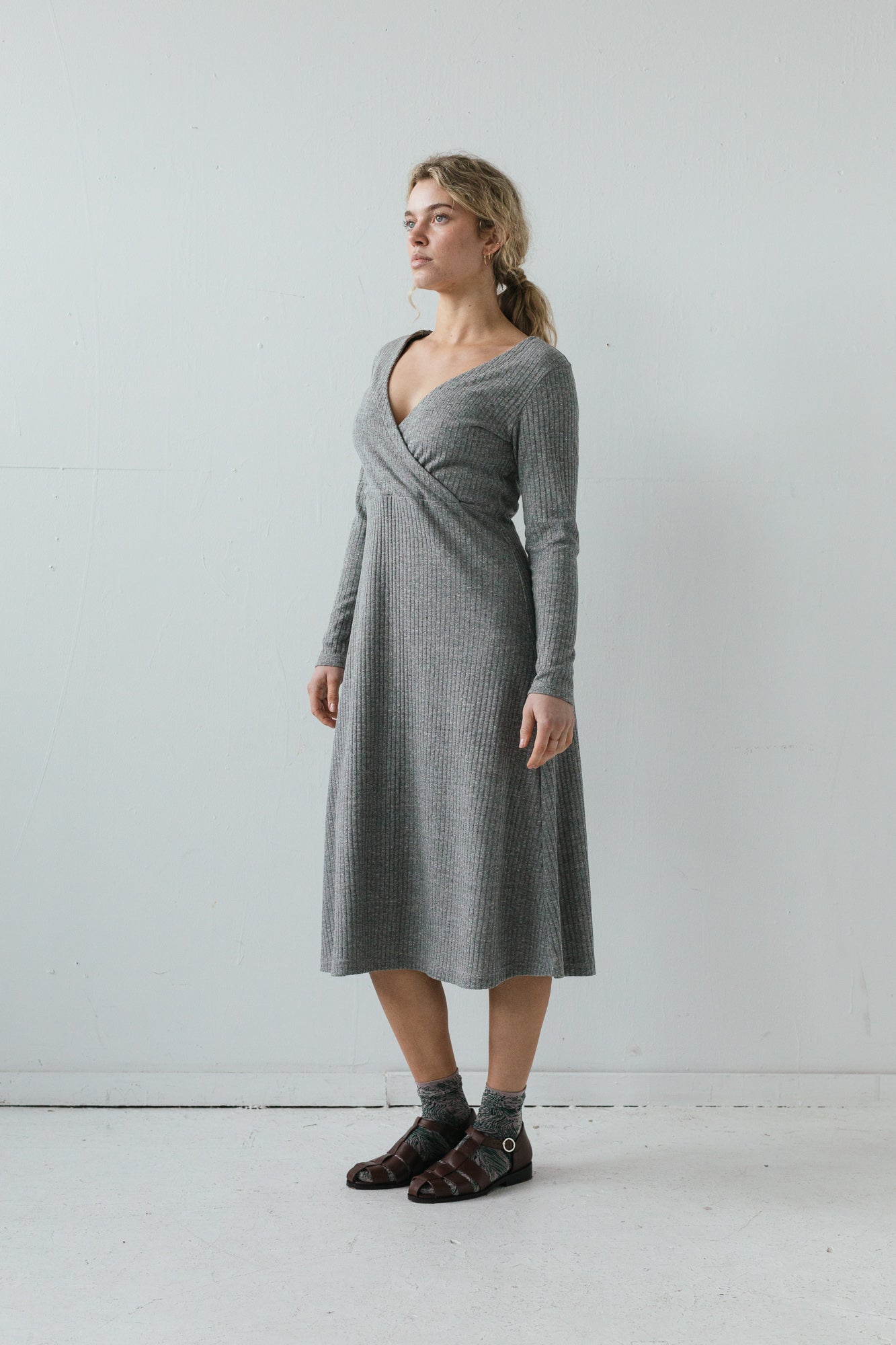 Nori Dress in Heather Gray Rib