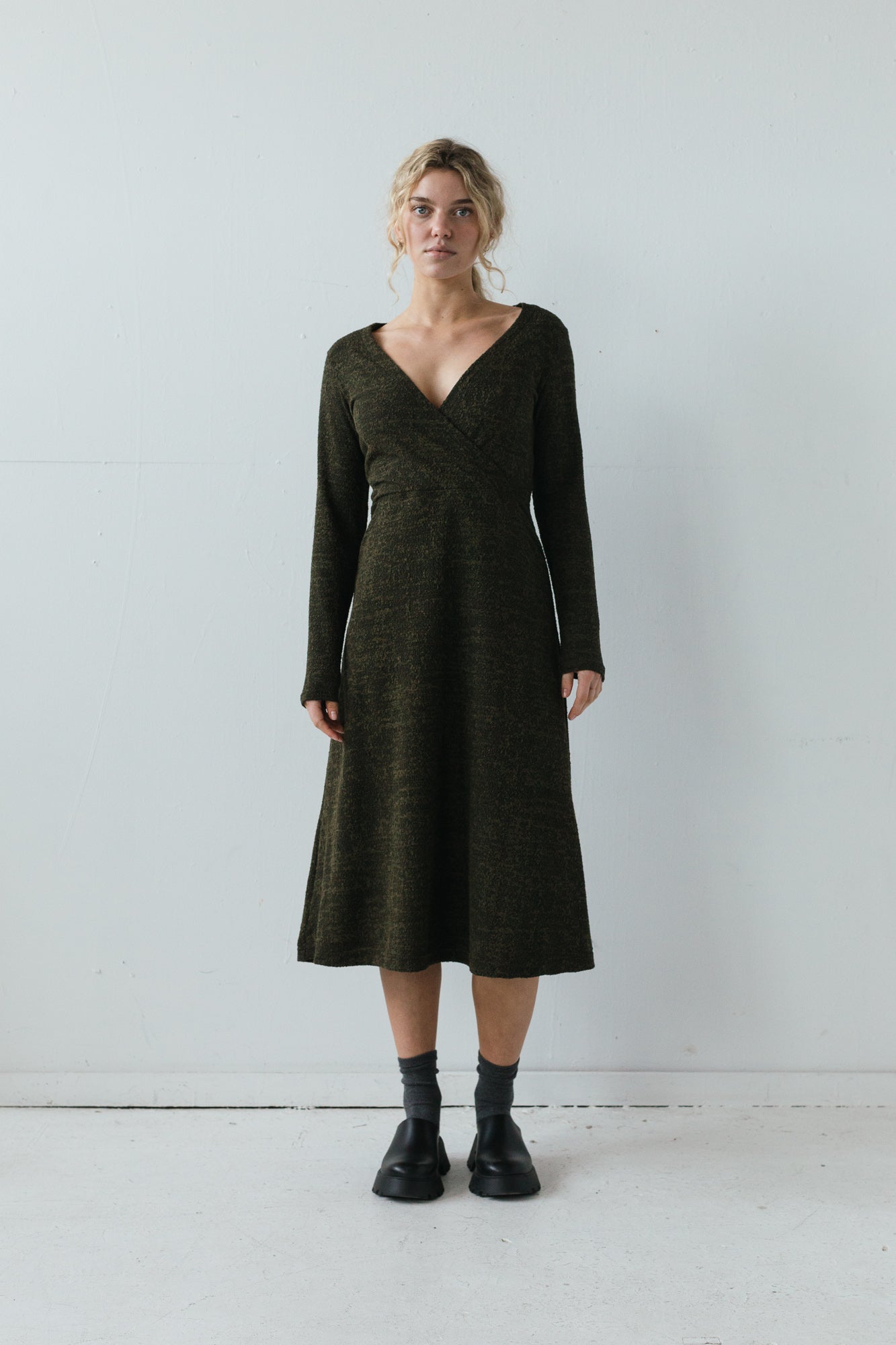 Nori Dress in Moss Marl