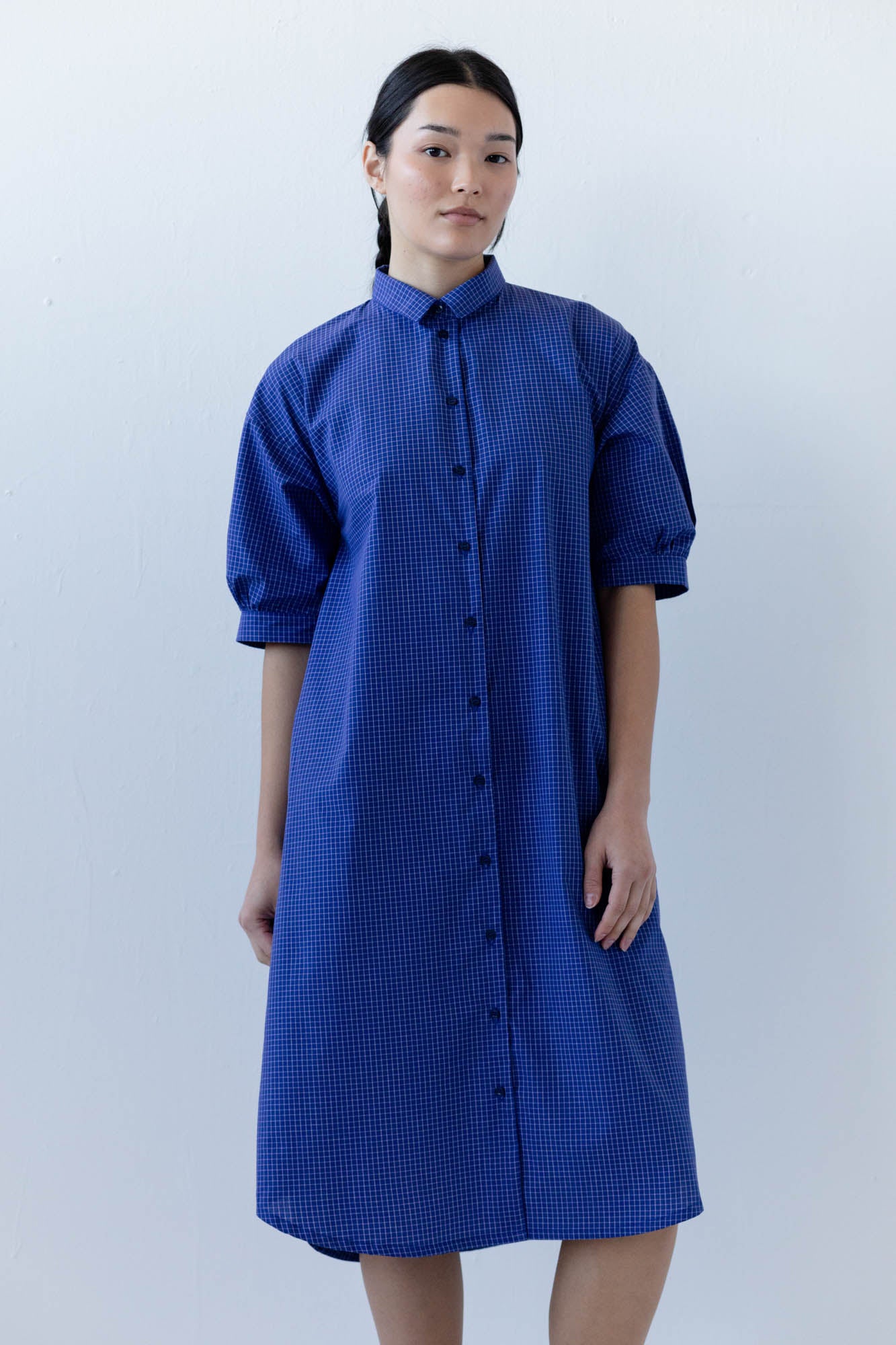 Arden Shirt Dress in Blueberry Tattersall
