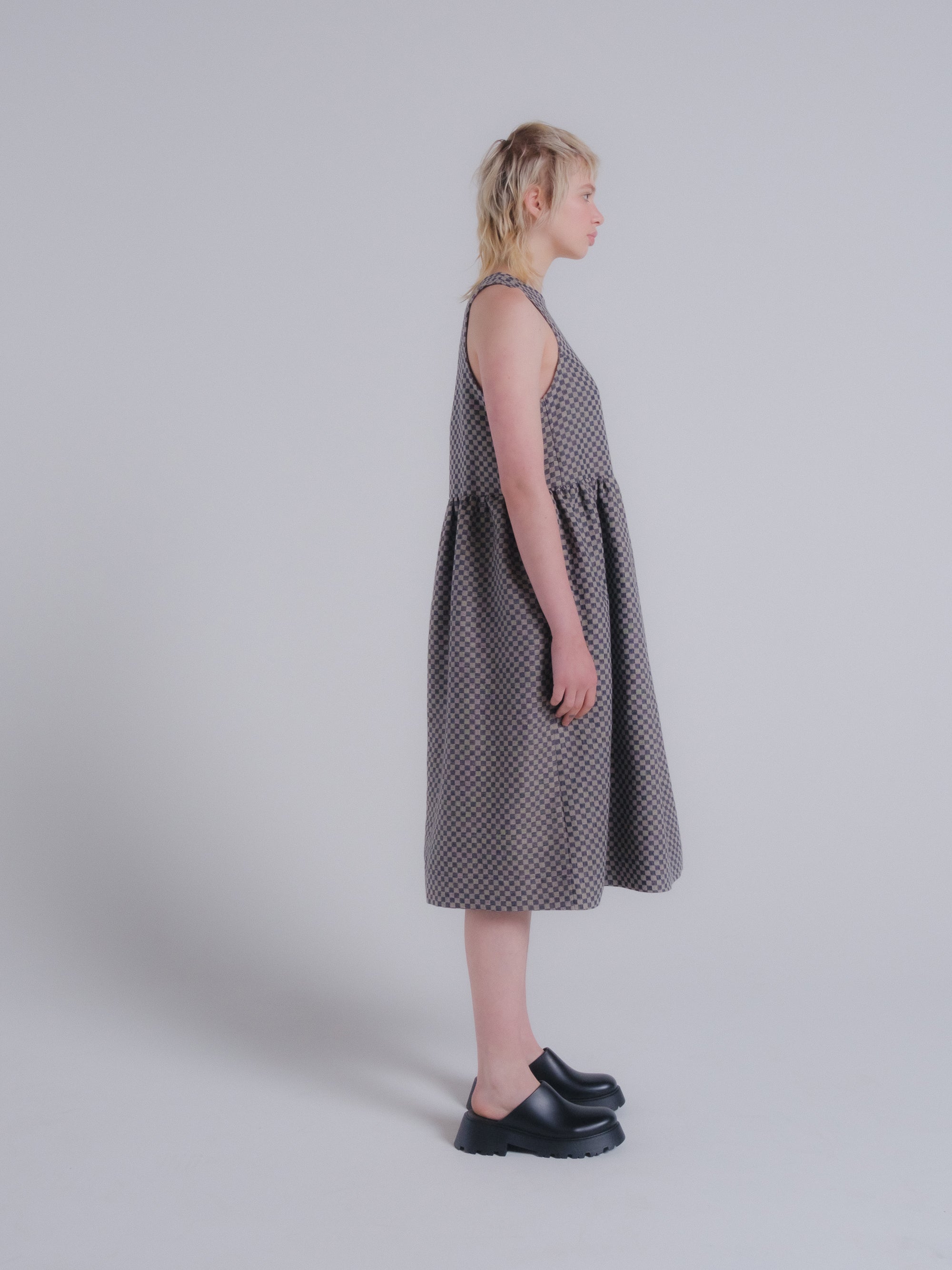Mercato Dress in Checkerboard Linen