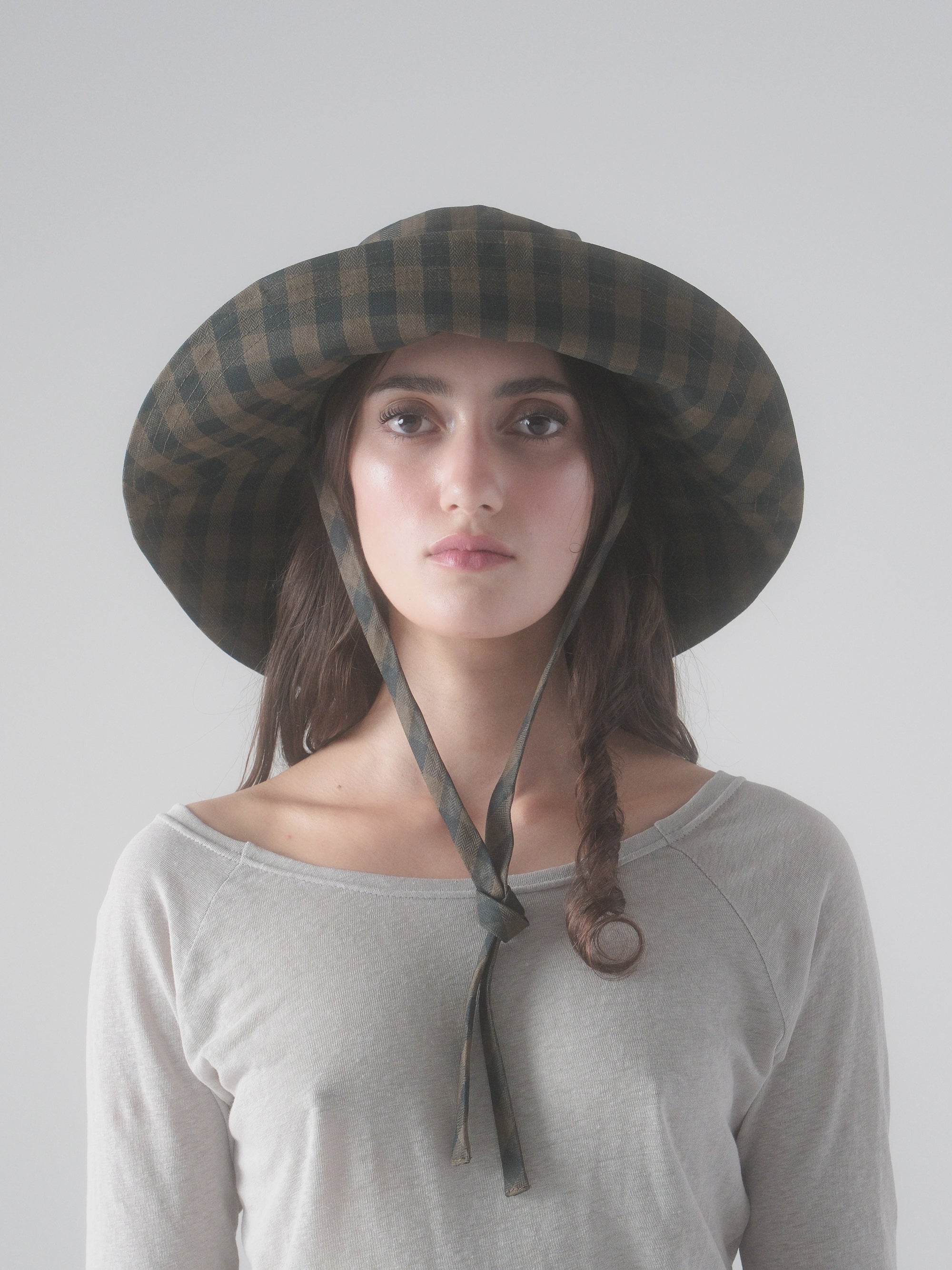 Garden Hat in Brown Gingham