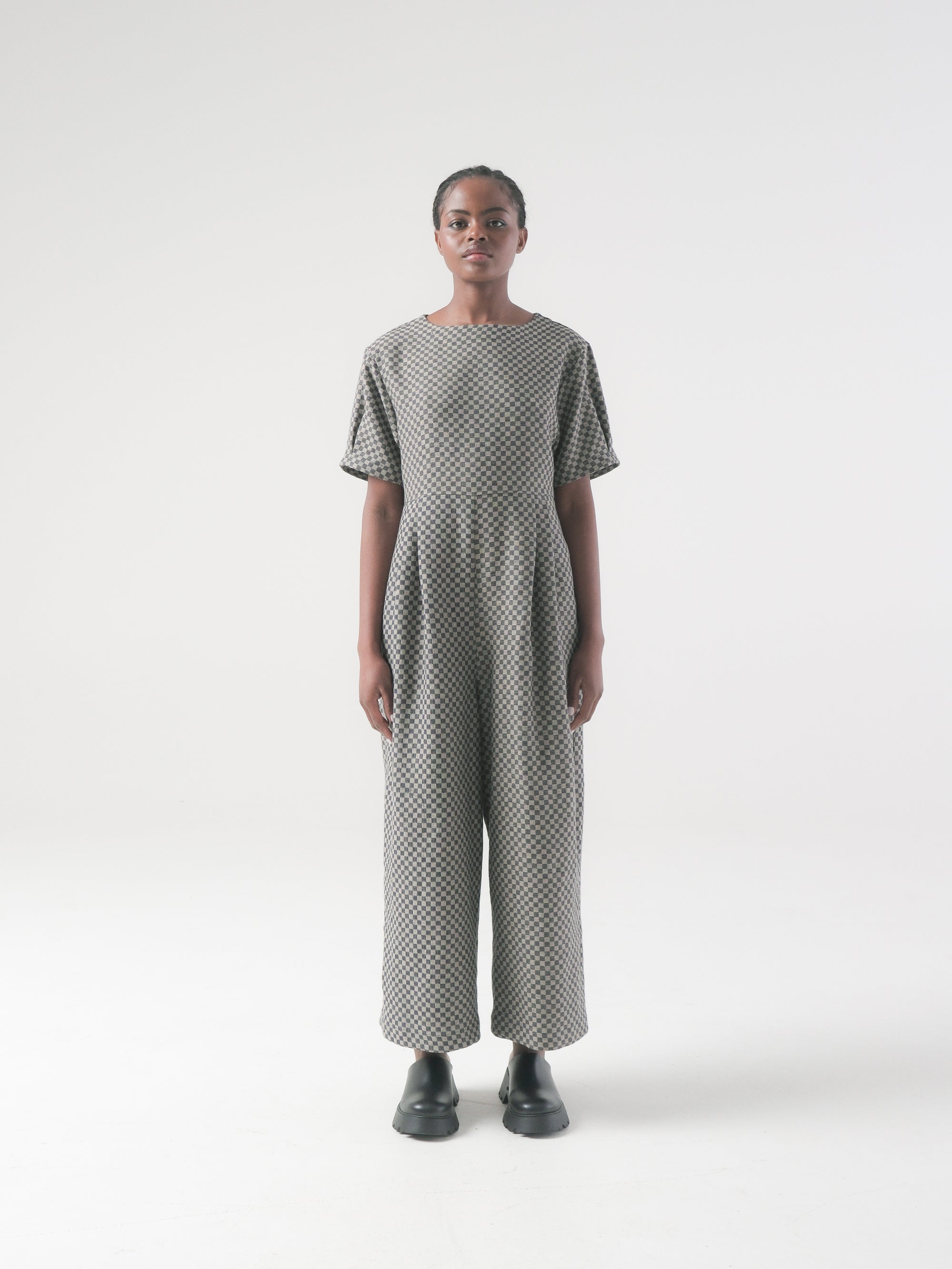 Milou Jumpsuit in Checkerboard Linen